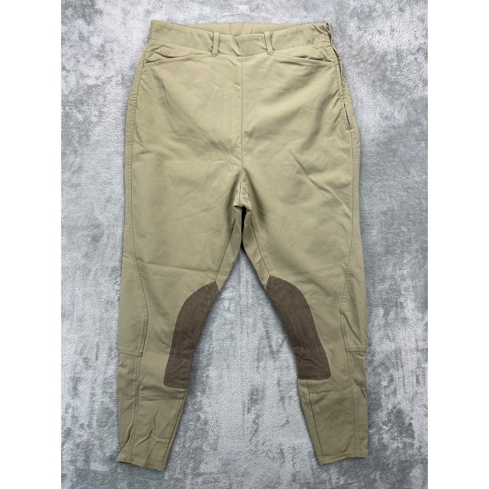 Ariat Khaki Tan Riding Breeches with Brown Knee Patches